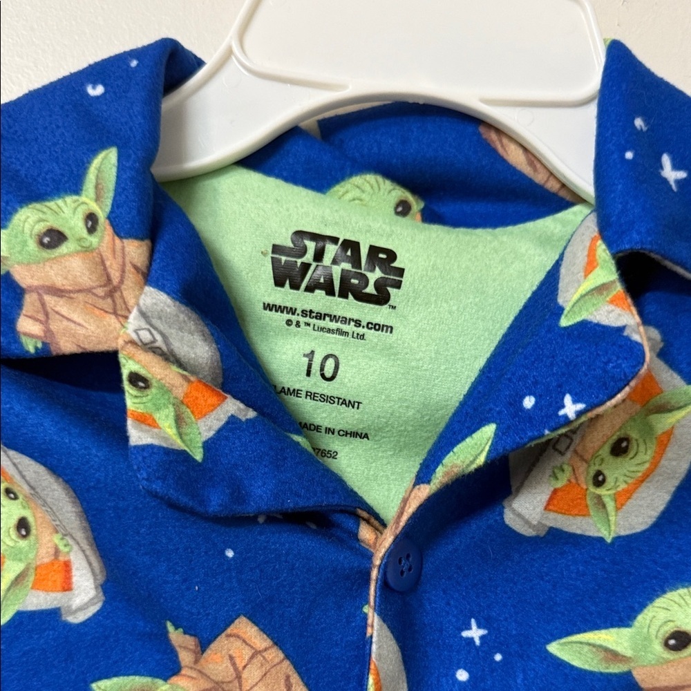 Star Wars Blue Kids Pajama Top with Baby Yoda Print - Picture 2 of 2